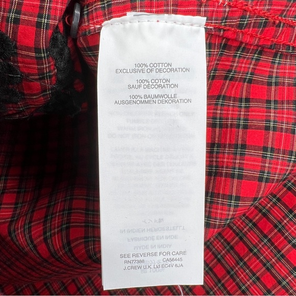 J CREW Red Embellished Plaid Boy Shirt - H3505 - Sz 0 - Picture 8 of 13